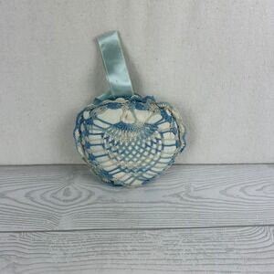 Handmade Blue White‎ Heart Sachet Scented Pincushion Decorative Small Pillow